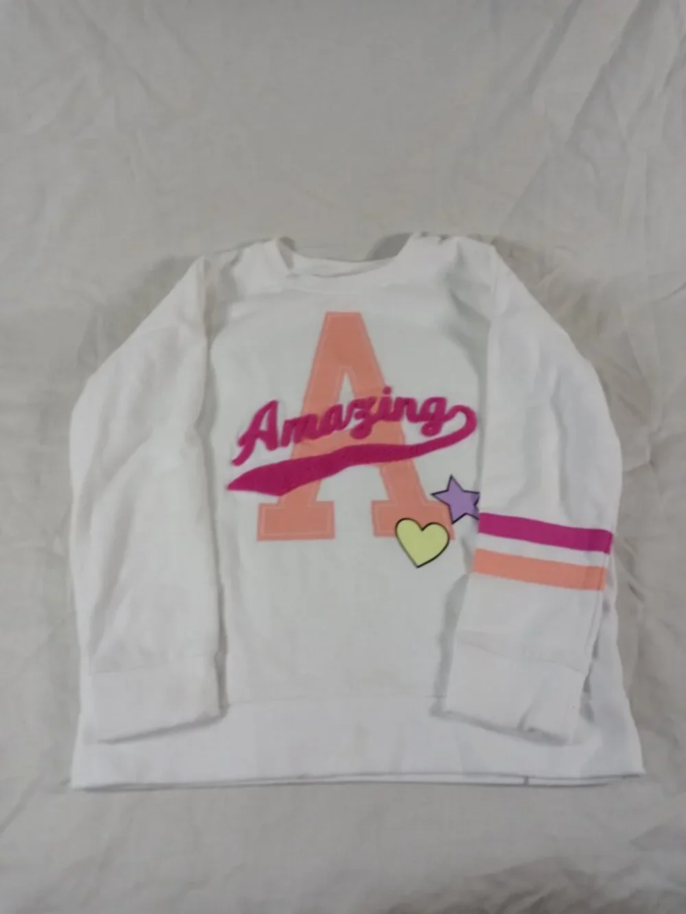 4 Girls Cute White Graphic Design Sweatshirt Kids Clothes Bundle in Good Cond